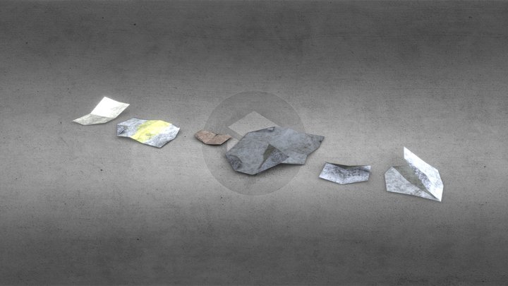Dirty Crumpled Pieces of Paper - 6 Piece Set 3D Model