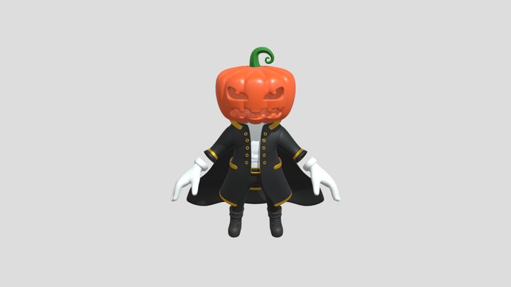 Stylized Pumpkin Character 3D Model