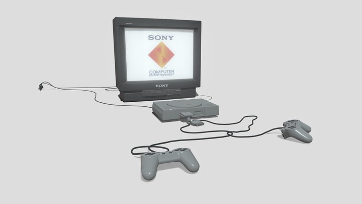 PS1 and Sony Trinitron 1992 3D Model