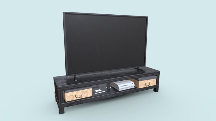 TV Table With TV | Game Assets 3D Model
