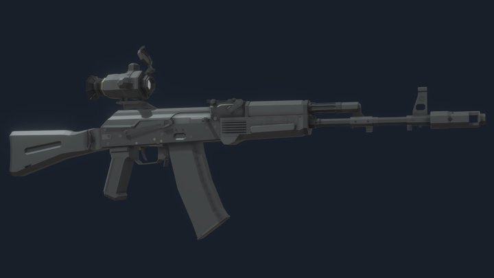 AK74M Low-Polygon 3D Model