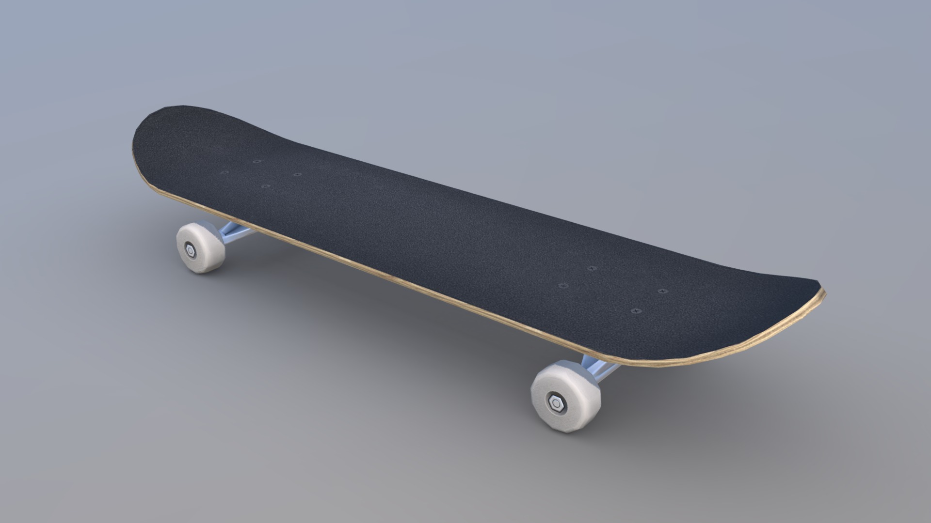 3D model Skateboard (Low Poly) - This is a 3D model of the Skateboard (Low Poly). The 3D model is about a skateboard with wheels.