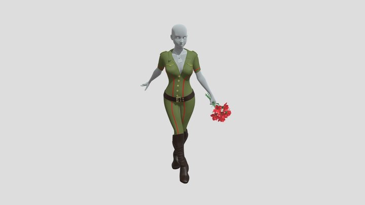 Onea girl. Flowers. 3D Model
