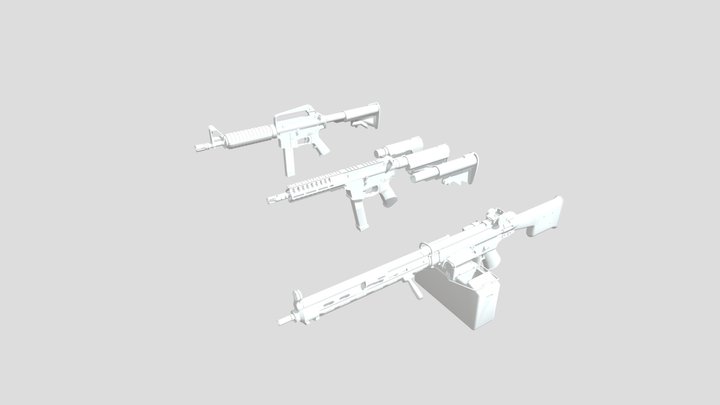 Three Guns 3D Model