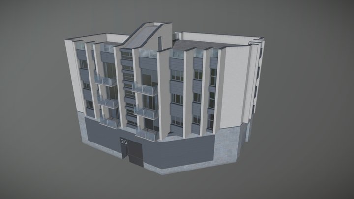 Midrise Residential #2 - 3 stories - Corner R 3D Model