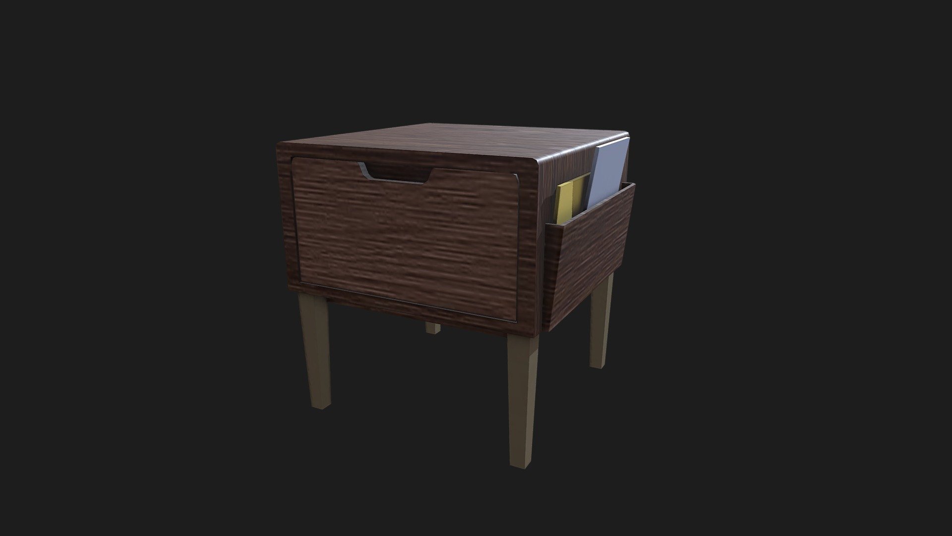 End table - wooden with magazine rack