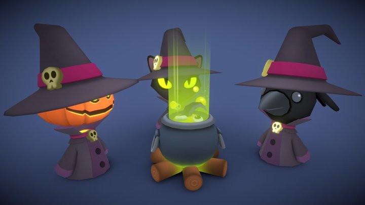 Witches - Halloween character pack 3D Model