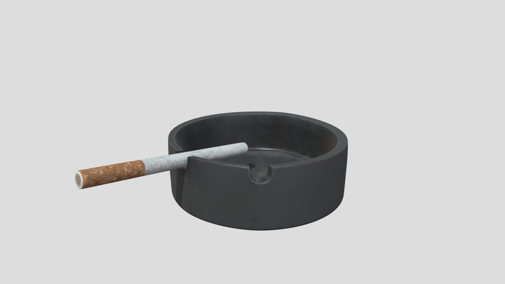 Cigarette & Ashtray 3D Model