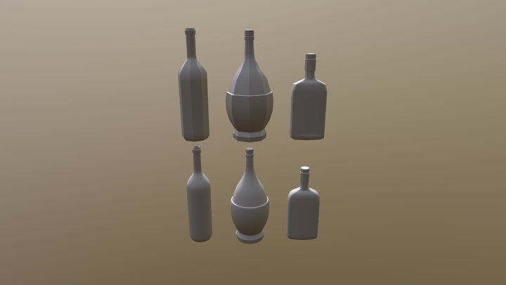 Three Bottles 3D Model