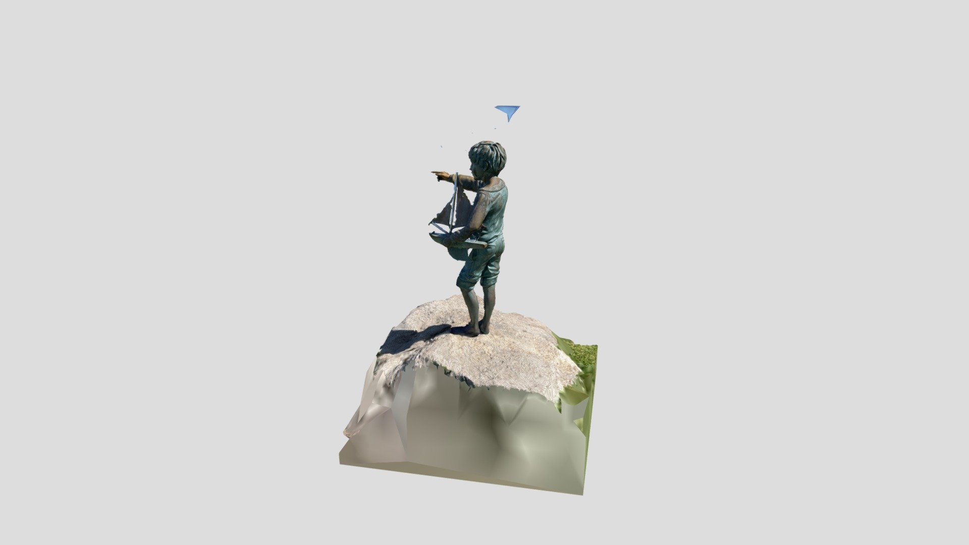 Kid with Boat Sculpture