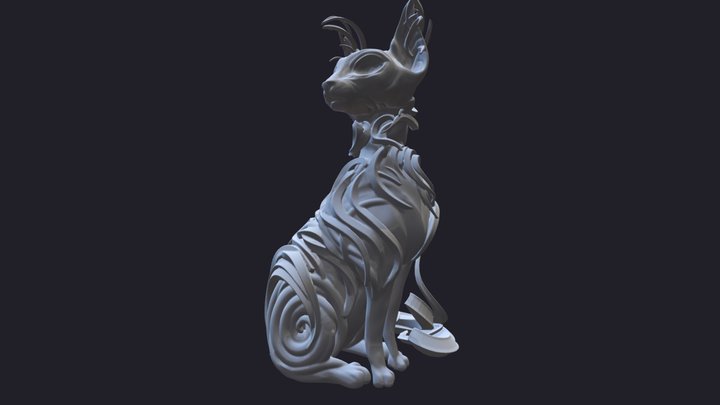 sitting kitten swirl 3D Model