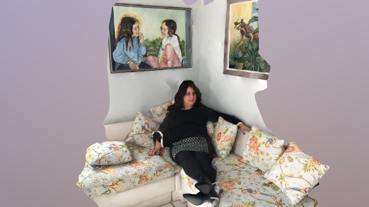 Woman sitting on a couch 3D Model