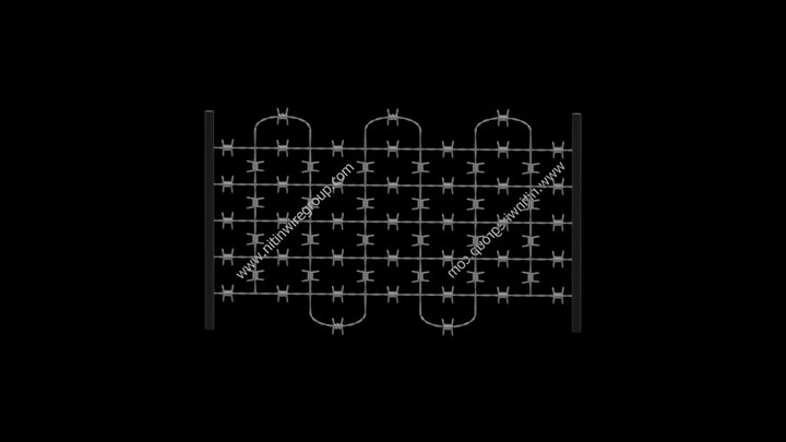 BB003 | Barb Wire Fencing with S Variations 3D Model