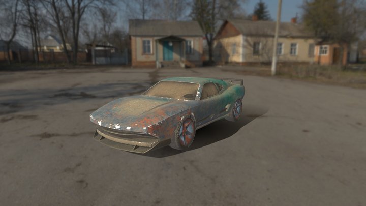 Cyberpunk Car - Damaged Texture 3D Model