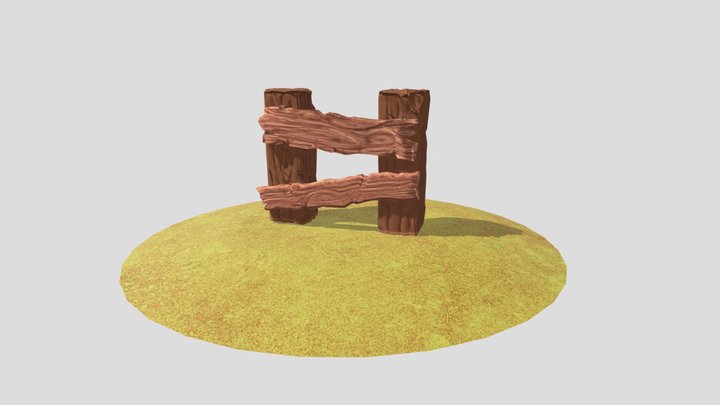 Cartoon Fence 3D Model