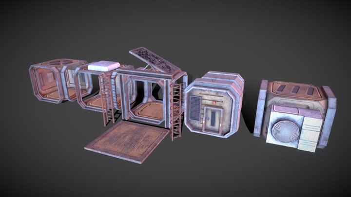 Sci-Fi Modular Stack Asset Pack 3D Model