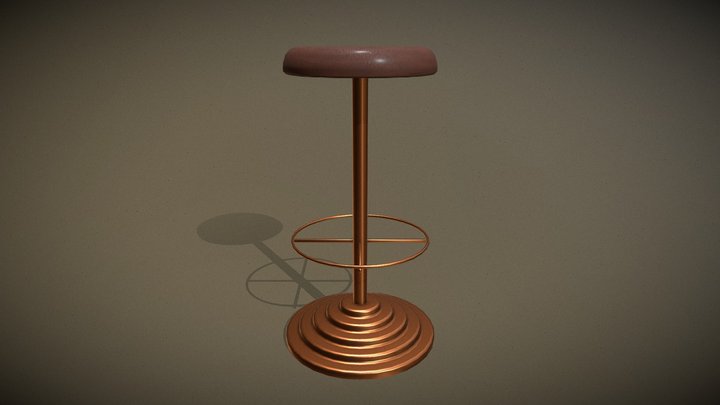 Soviet Style Bar Stool - Leather & Copper