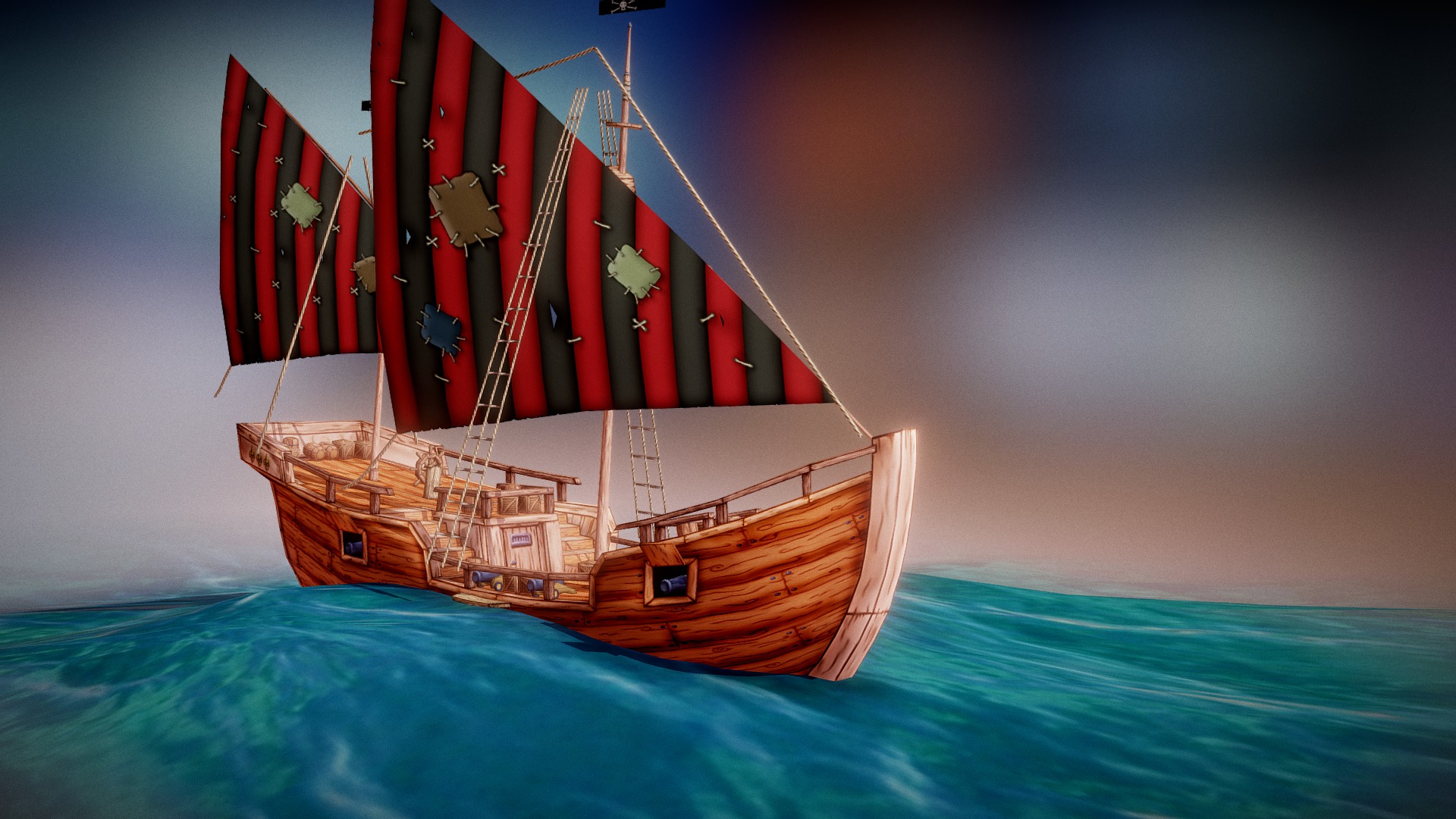 3D model Pirate Caravel "Sparrow" - This is a 3D model of the Pirate Caravel "Sparrow". The 3D model is about a ship in the water.