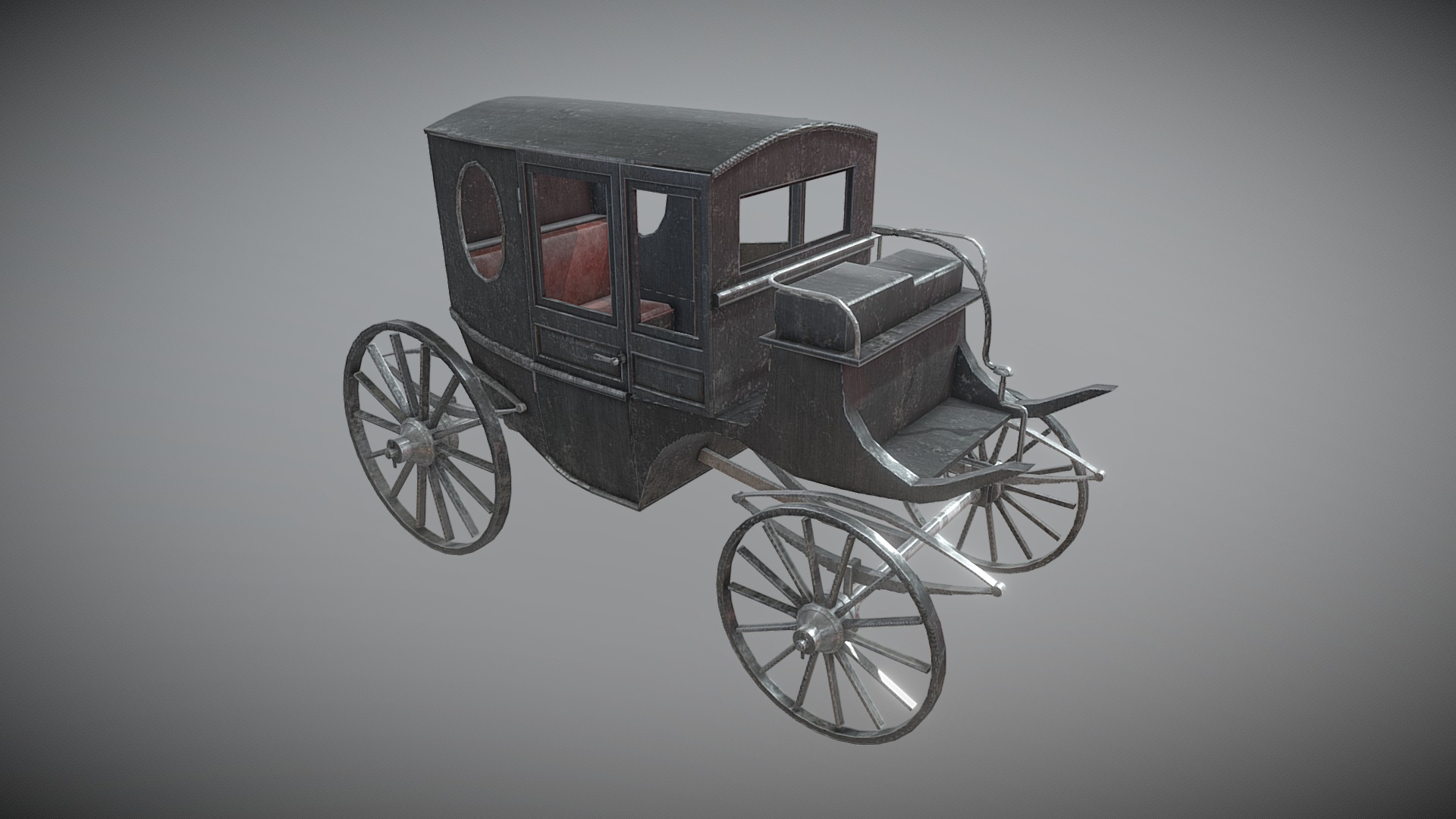 3D model Carriage - This is a 3D model of the Carriage. The 3D model is about a small black and white carriage.