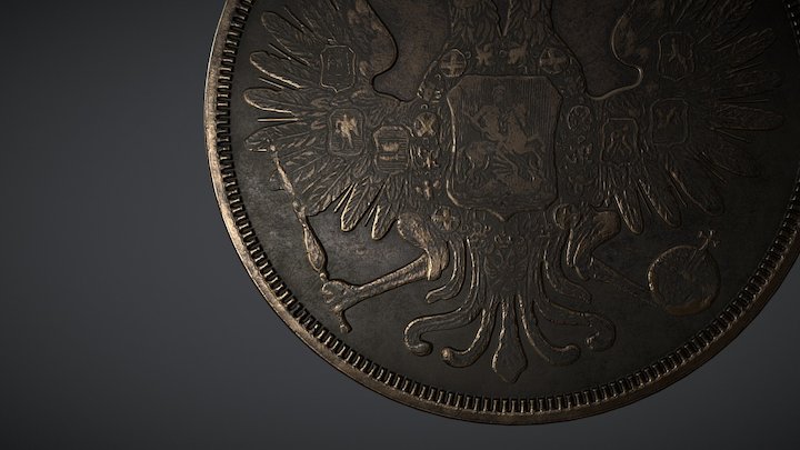 Russian copper coin 3 kop 1853 3D Model