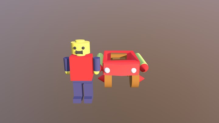 LEgo man y carro color 3D Model