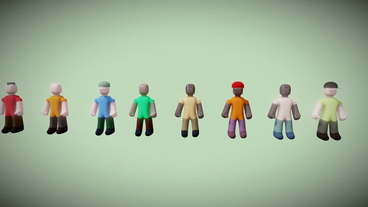 Lowpoly Cute Characters 3D Model