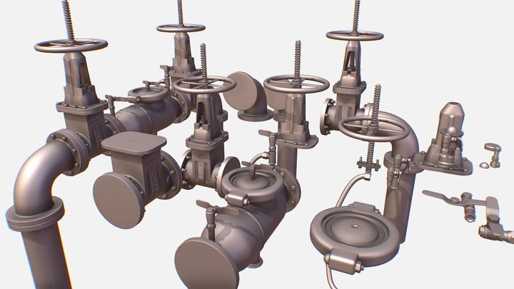 Hi Poly Subdivision Backflow Pipe Constructor 3D Model