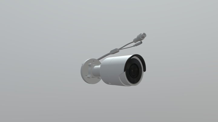 Bullet security camera with cables 2 3D Model