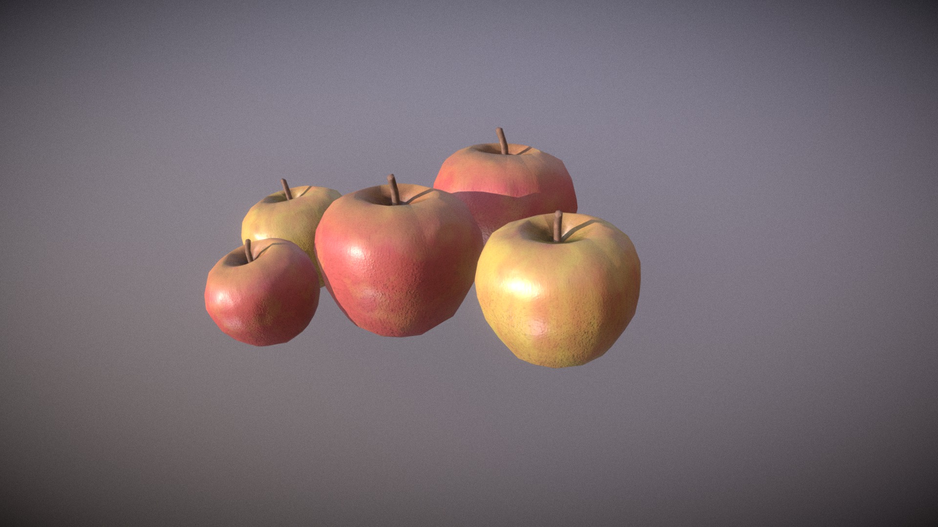 3D model Set of 2 Apples - This is a 3D model of the Set of 2 Apples. The 3D model is about a group of apples.