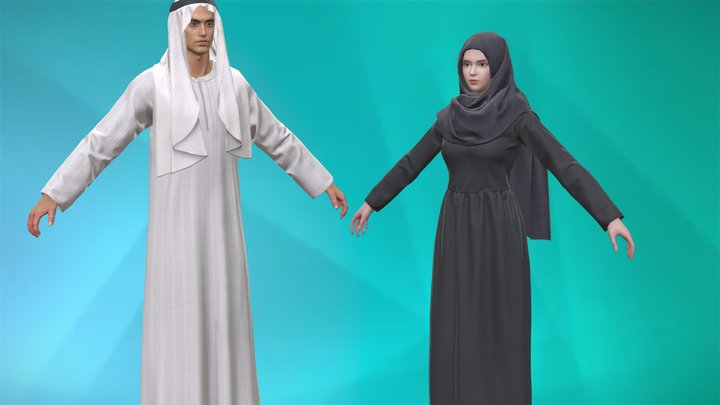 [Game Assets] Saudi Arabia clothing style A pose 3D Model