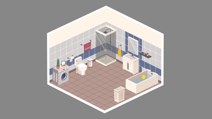 Isometric Bathroom 3D Model