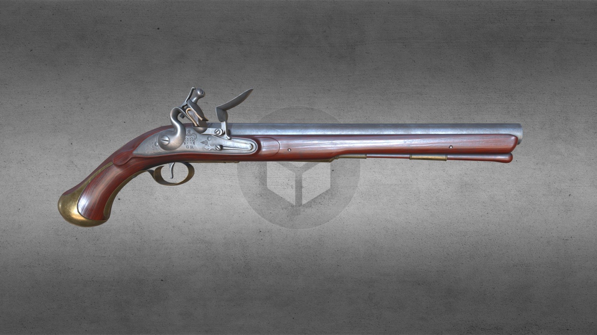 Old Worn Farmer Flintlock Pistol - 3D model by Dmitriy Kulichev ...