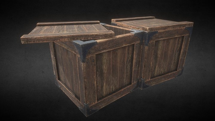 Old Wooden Crate 3D Model