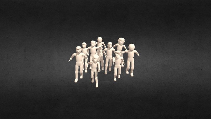 Distorted face robot army 3D Model