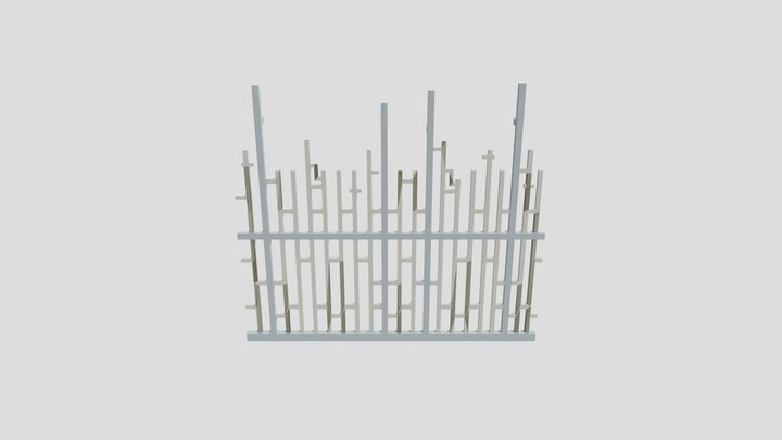 Celestial Citadel Metal Fence 3D Model
