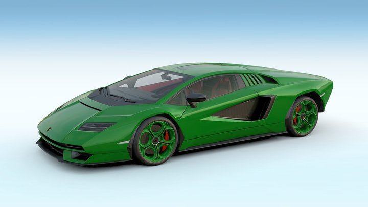 Lambo Countach Green 3D Model