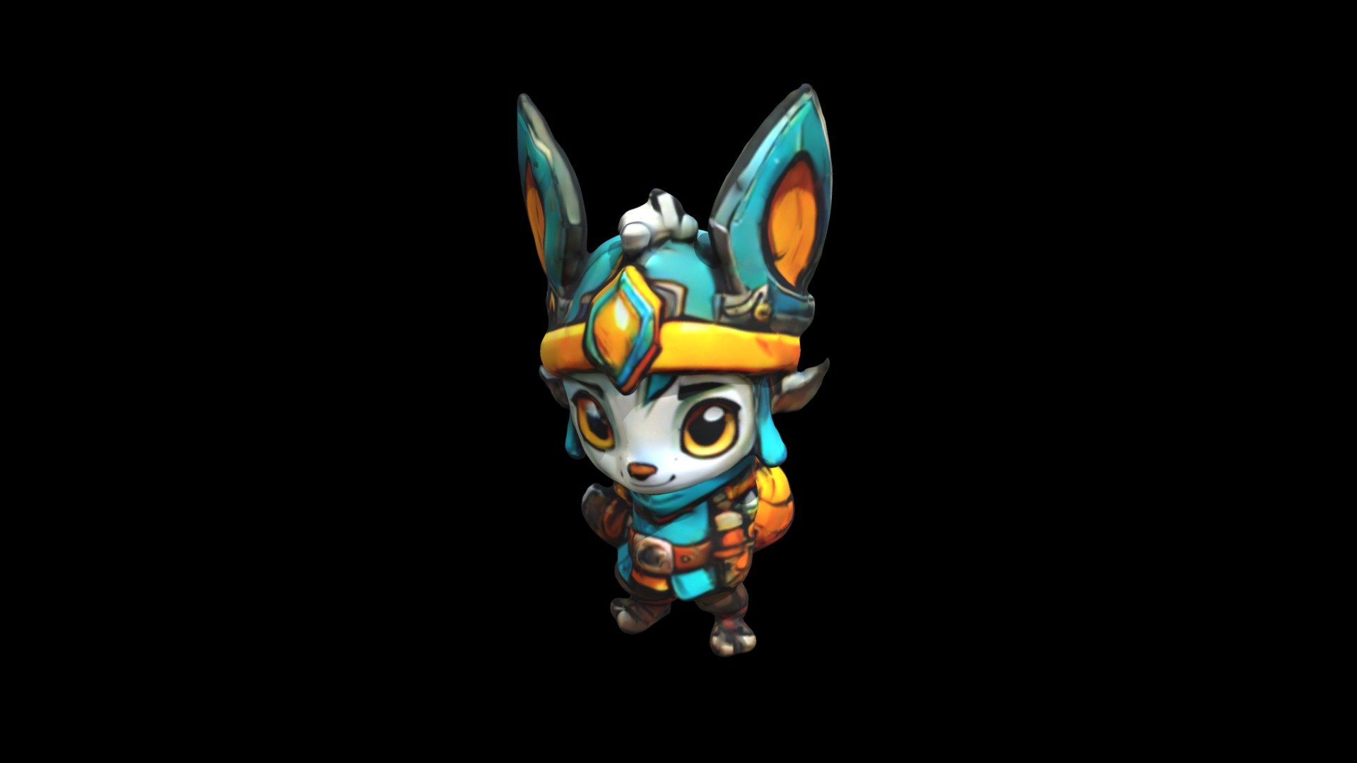 a cartoon drawing of a rabbit wearing a blue - Download Free 3D model ...