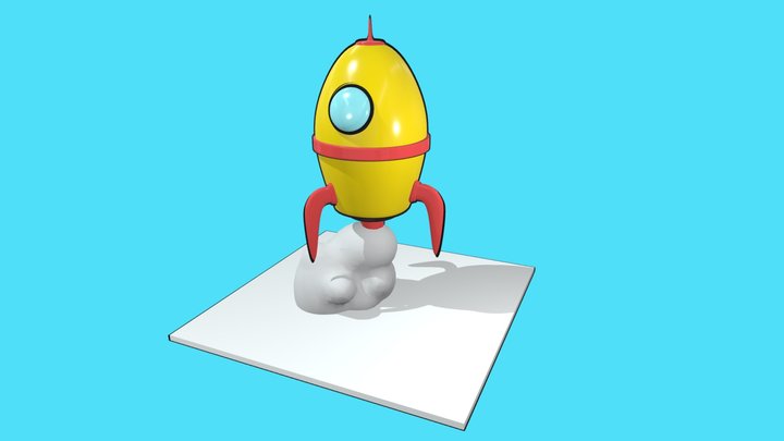 Cartoon Rocket 3D Model