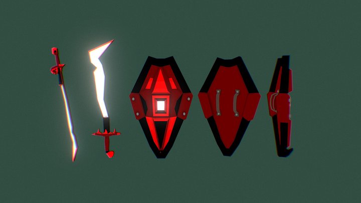 Barbarians shield and sword 3D Model