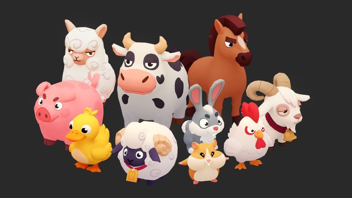 Stylized Farm Animals Pack - Cartoon Assets 3D Model