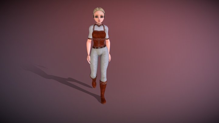 Girl  character walk 3D Model
