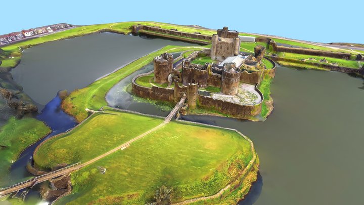 Caerphilly Castle - Wales, UK 3D Model