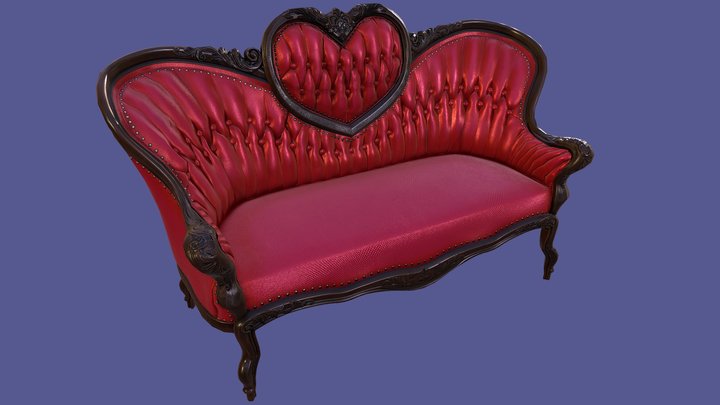 Antique Victorian Love Seat 3D Model