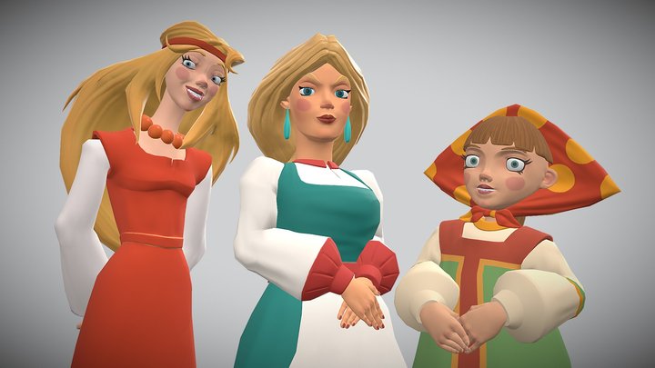 Три богатыря 3д модели Three Bogatyrs 3D models 3D Model