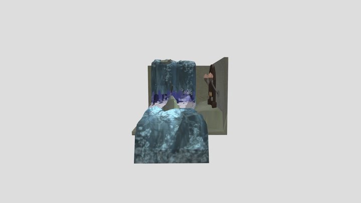 Waterfall in Cave Diorama 3D Model