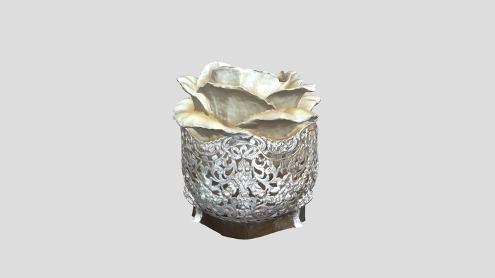 Silver rose candle 3D Model