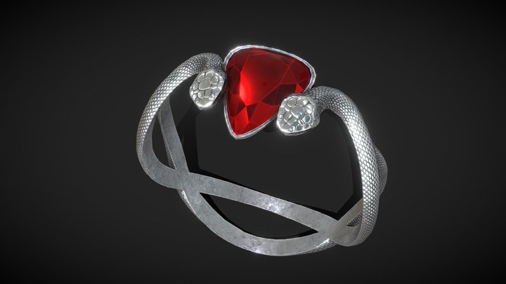 Silver Snake Ring - low poly 3D Model