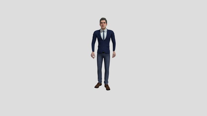 Button Pushing Man 3D Model