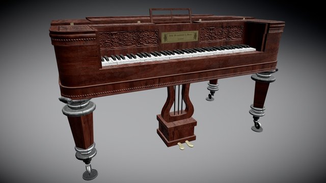 1843 Broadwood Square Piano 3D Model