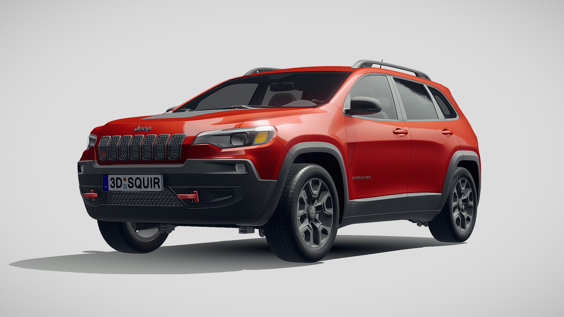 3D model Jeep Cherokee 2019 - This is a 3D model of the Jeep Cherokee 2019. The 3D model is about a red car with a white background.